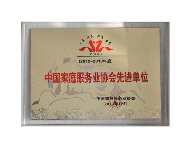 2012-2013年度中國家庭服務(wù)業(yè)協(xié)會(huì)