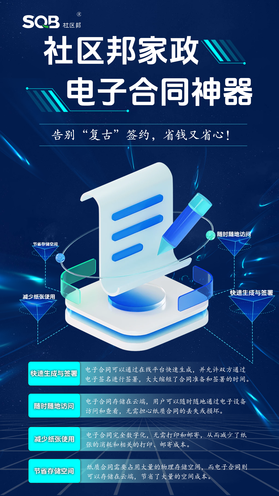 【社區邦家政系統】告別“復古”簽約，電子合同省錢又省心！
